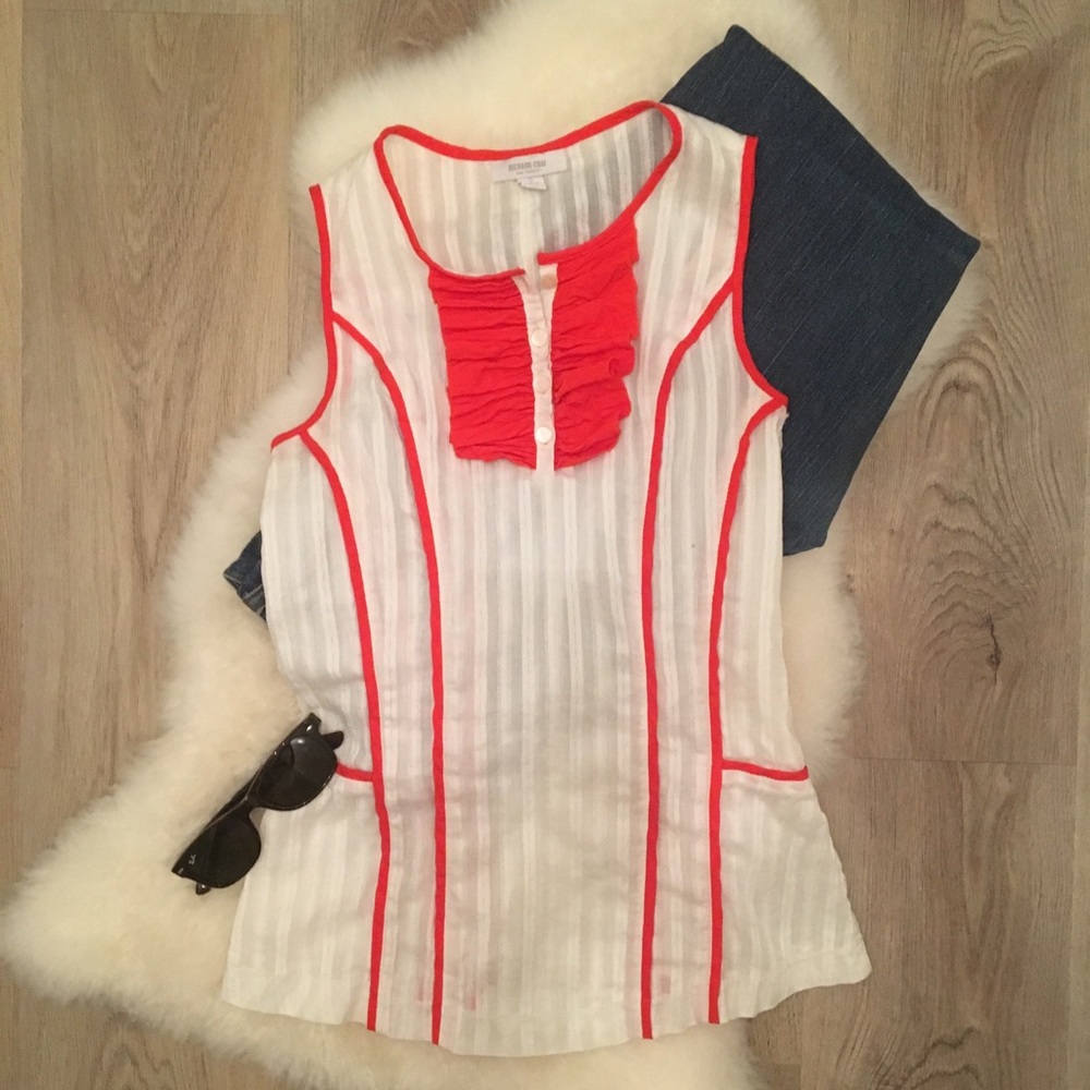 Sleeveless Top with Orange Ruffle